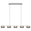 Suspension Dune nickel satiné et fumée, verre, L 119 cm