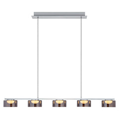 Suspension Dune nickel satiné et fumée, verre, L 119 cm
