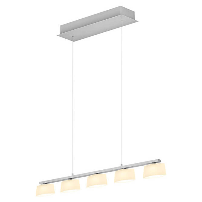 Suspension View aluminium et opale, verre, L 85 cm