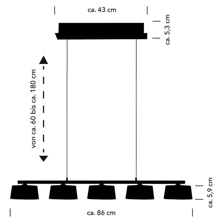 Suspension View aluminium et opale, verre, L 85 cm