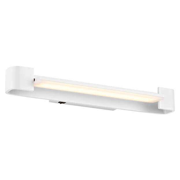 Vue en contre-plongée montrant la bande LED allumée sous le boîtier blanc.