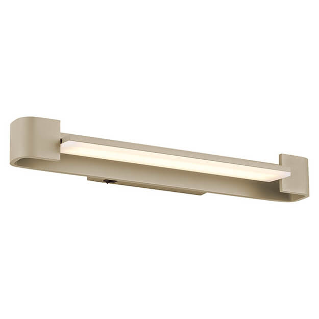Produit allumé, diffuseur LED linéaire blanc éclairé sous la coque beige.