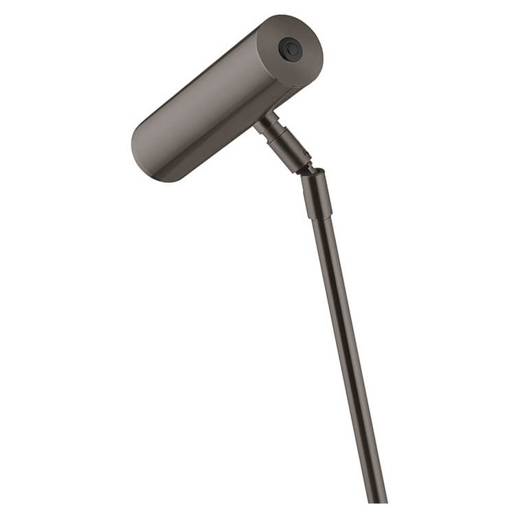 Gros plan sur l'articulation et la tête cylindrique orientable de la lampe