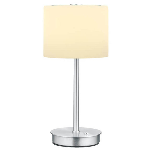 Lampe à poser Abby aluminium et opale, verre