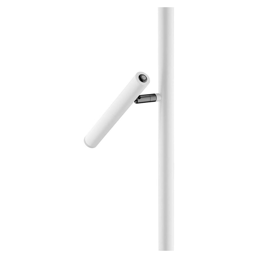 Détail du bras orientable avec interrupteur et finition blanche mate