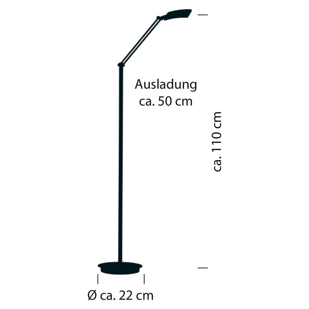 Schéma coté du lampadaire : hauteur 110 cm, base 22 cm
