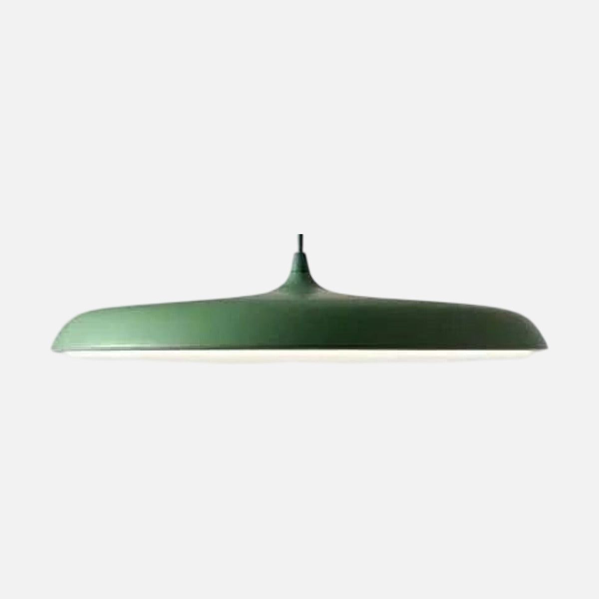 Suspension scandinave disque plat vert — luminaire design épuré