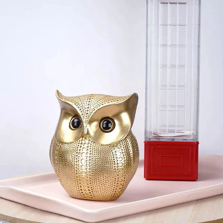 Hibou nordique doré Statue Figurine Résine Sculpture animalière | Designix - Amazon - https://designix.fr/