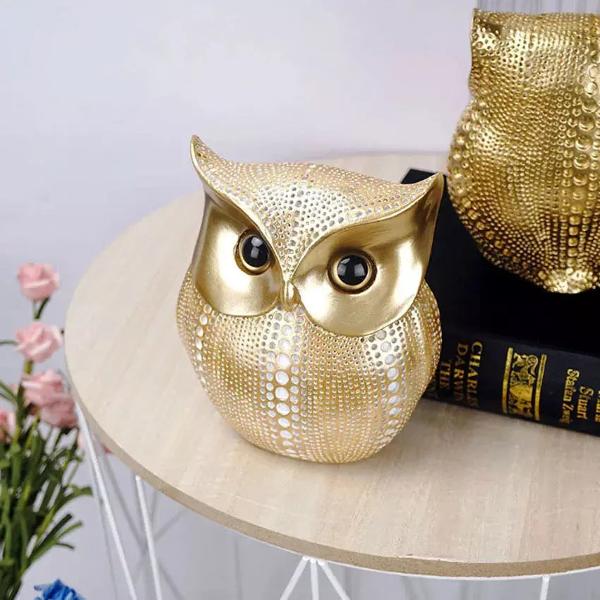 Hibou nordique doré Statue Figurine Résine Sculpture animalière | Designix - Amazon - https://designix.fr/