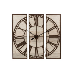 Horloge Carrée Bois Blanc Métal Marron