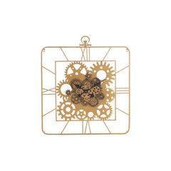 Horloge Carrée Romains Métal Or