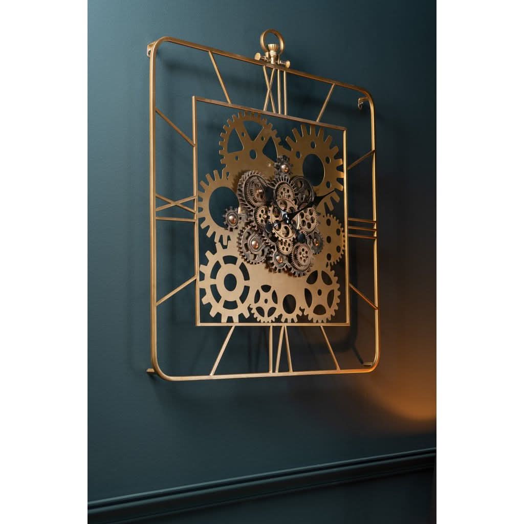 Horloge Carrée Romains Métal Or