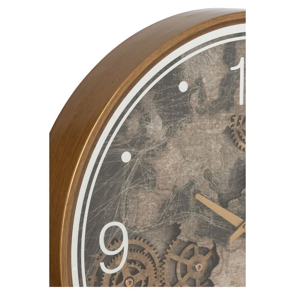 Horloge Carte Europe MDF Doré Grande Taille | Gale