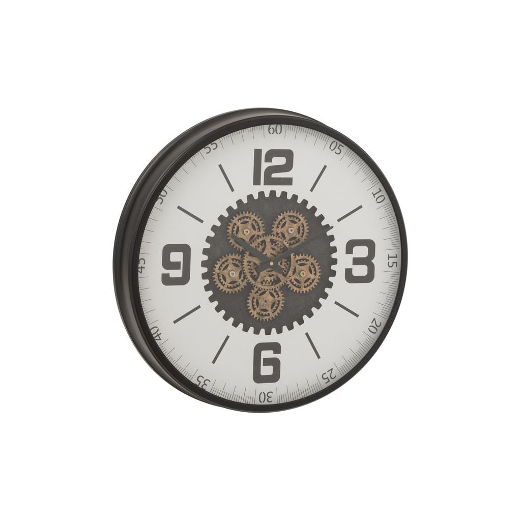 Horloge Engrenages MDF Noir/Blanc - Designix