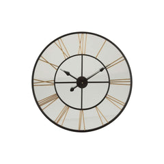 Horloge Miroir Métal Noir Or