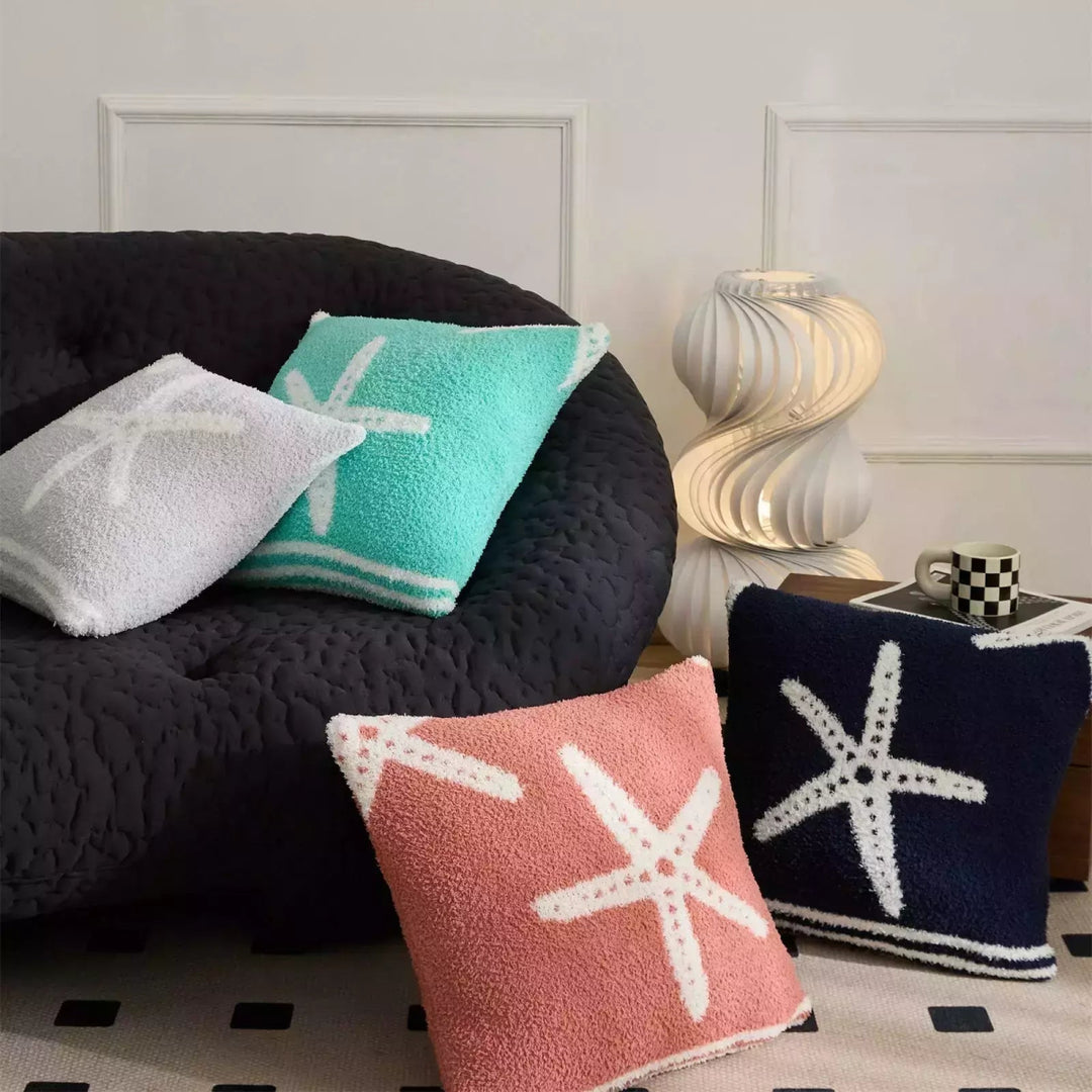 Housse Coussin 45x45 Étoile de Mer | Vague Marine - Designix Coussin Bleu Marine 45x45cm