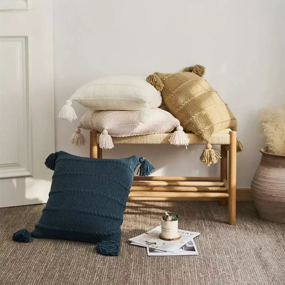 Housse de Coussin en Tricot | Douceur Alpestre - Designix Coussin Beige 45x45 cm