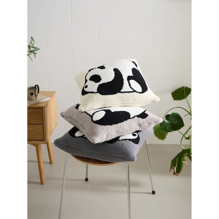 Housse de Coussin Panda | Cuddle - Designix Taies d'oreiller Gris Foncé 45x45cm