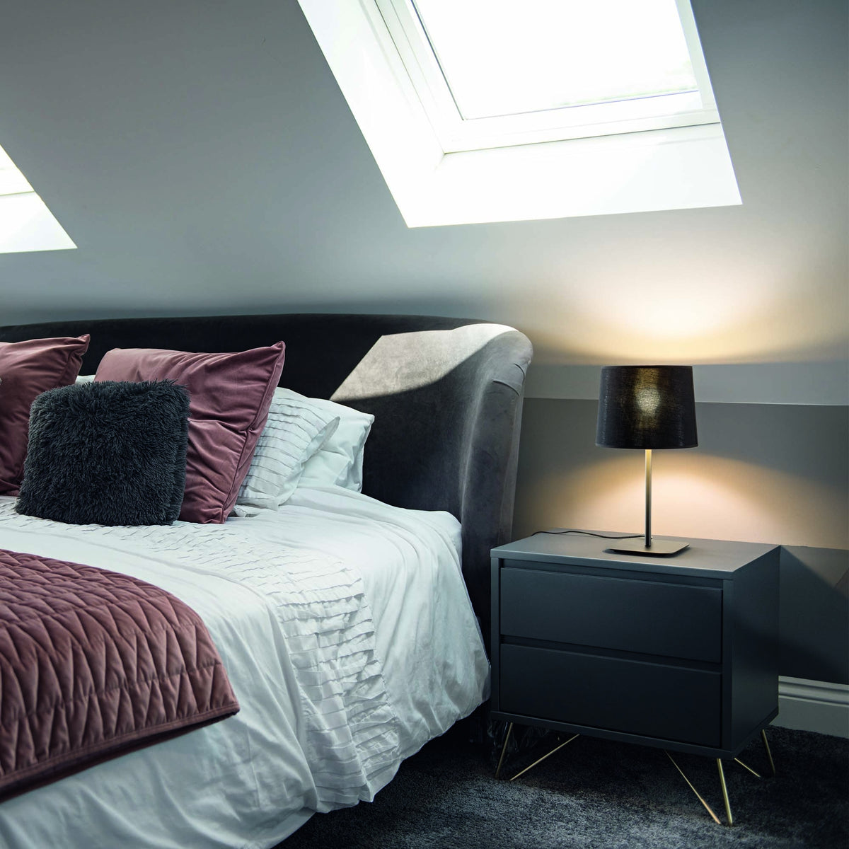 Lampe à poser Nordik noire, tissu