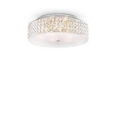 Plafonnier Roma 6 lumières chromé, cristal