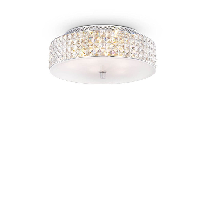 Plafonnier Roma 6 lumières chromé, cristal