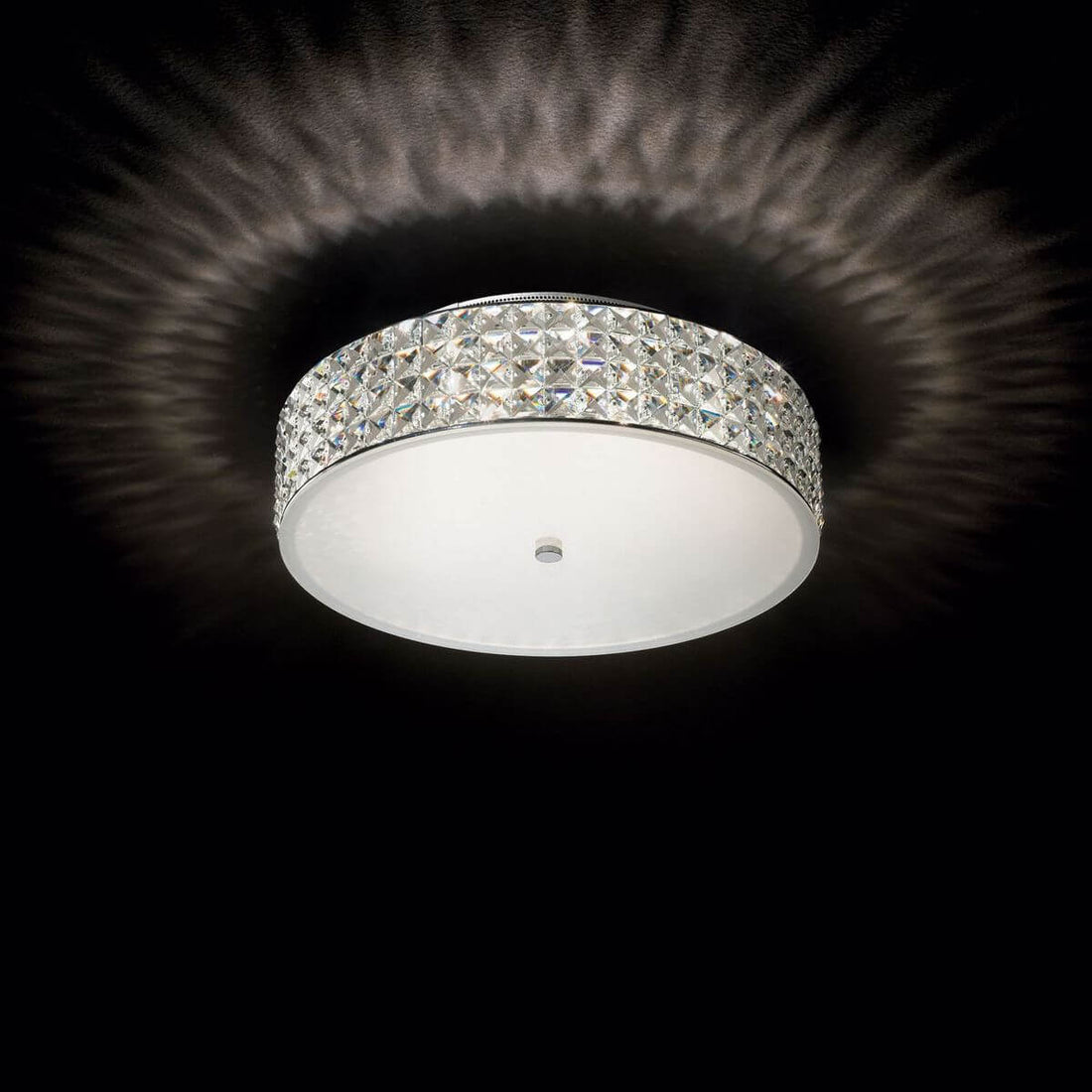 Plafonnier Roma 6 lumières chromé, cristal