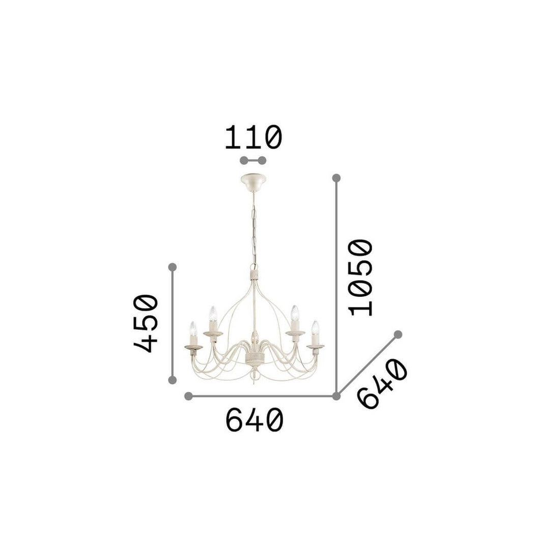 Suspension Corte 5 lumières blanche