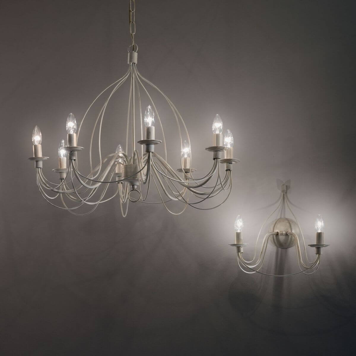 Suspension Corte 8 lumières blanche
