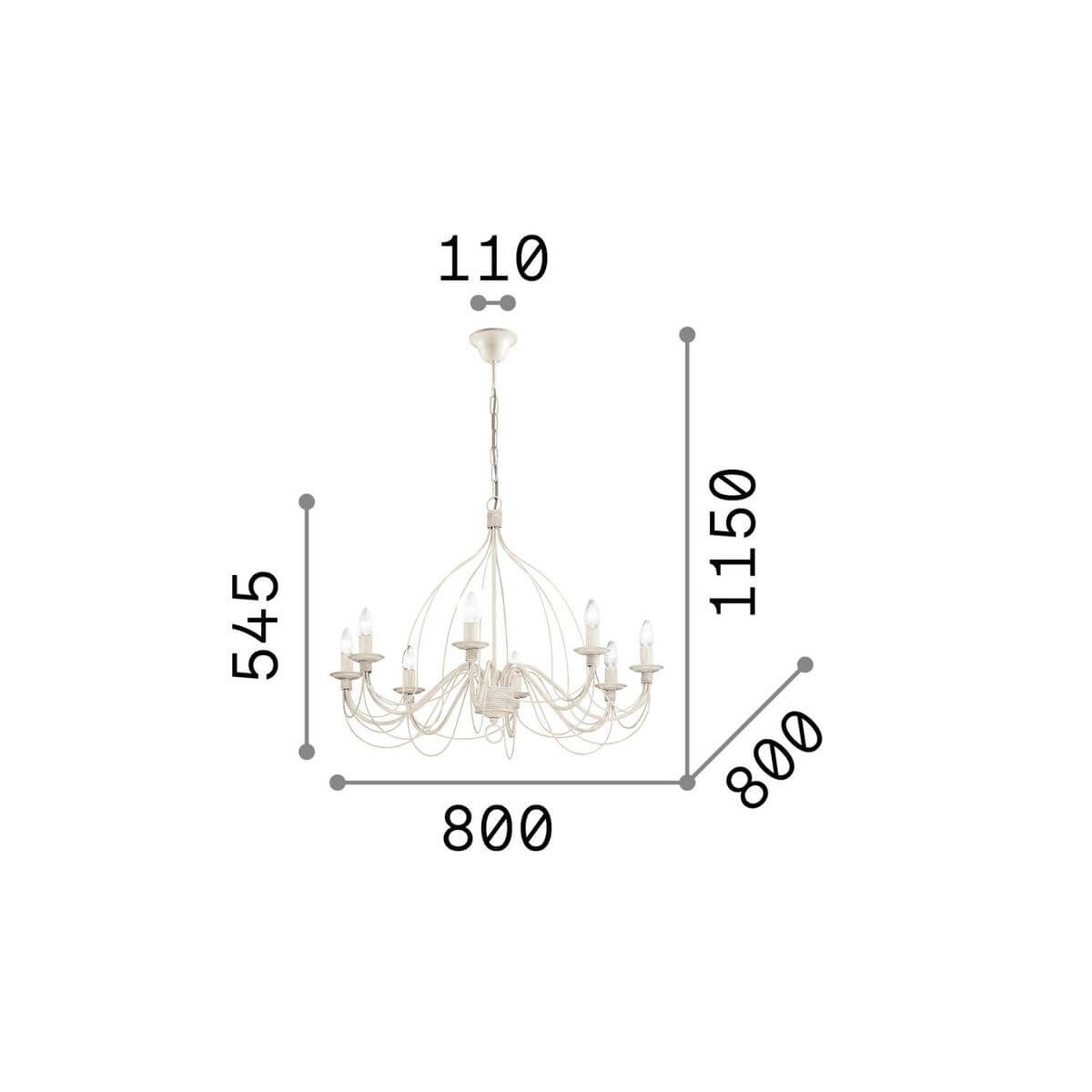 Suspension Corte 8 lumières blanche