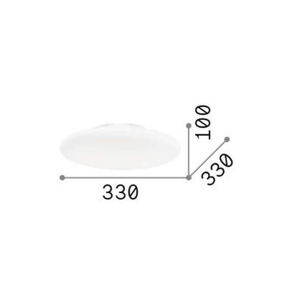 Schéma coté du luminaire, diamètre 330 mm et hauteur 100 mm