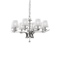 Suspension Pegaso 8 lumières blanche, verre