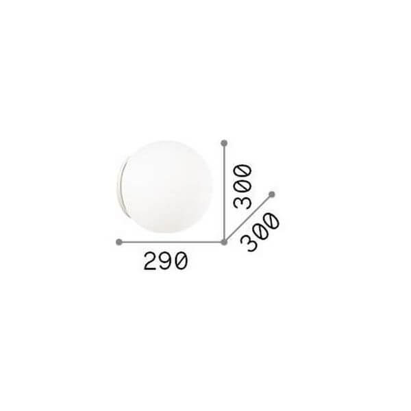 Schéma technique coté du luminaire : diamètre 300 mm et profondeur 290 mm