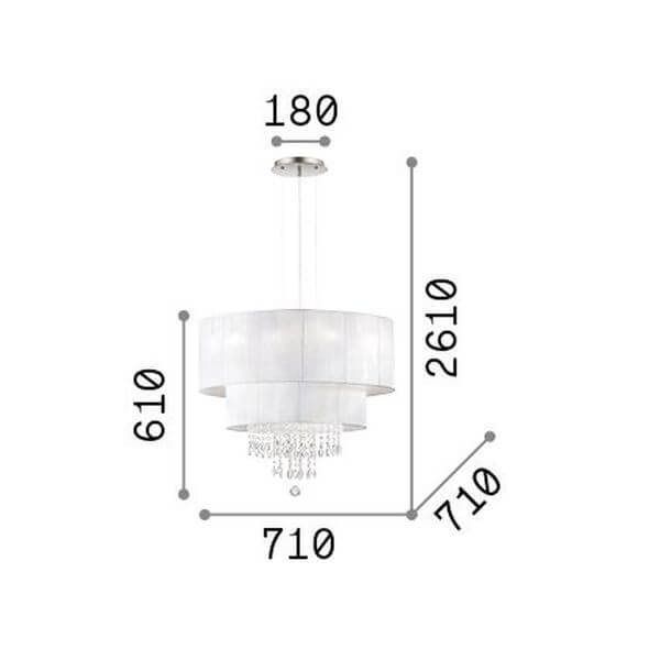 Schéma coté : hauteur totale 2610, diamètre 710, rosace 180 mm