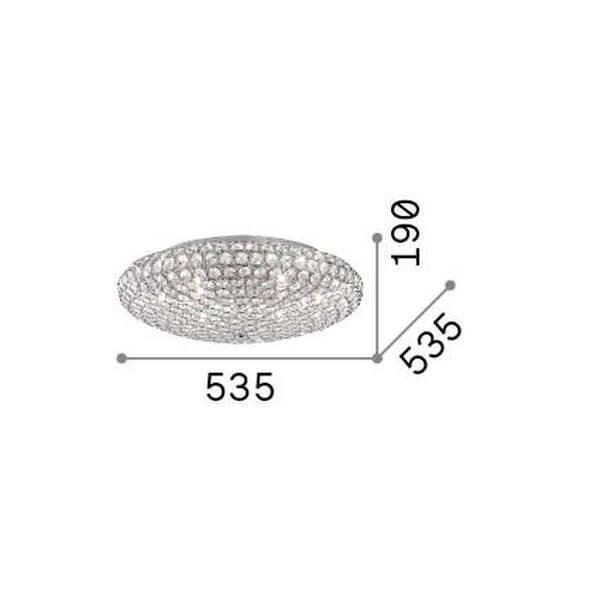 Plafonnier King 9 lumières doré, cristal