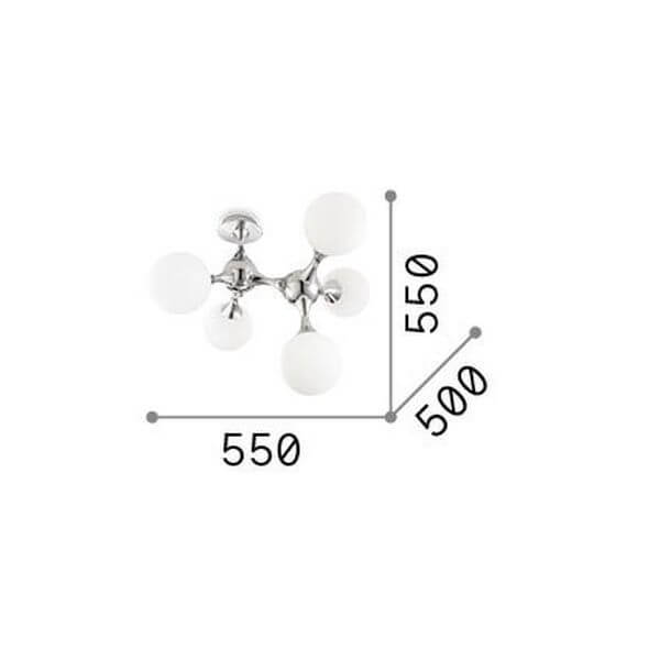 Schéma de dimensions du luminaire avec cotes 550 et 500 millimètres sur fond blanc