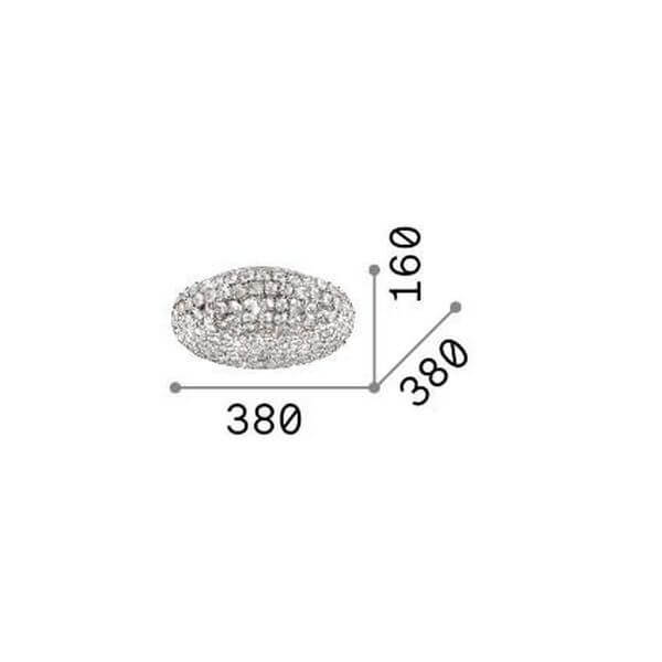 Schéma de dimensions : diamètre 380 mm, hauteur 160 mm, profondeur 380 mm.