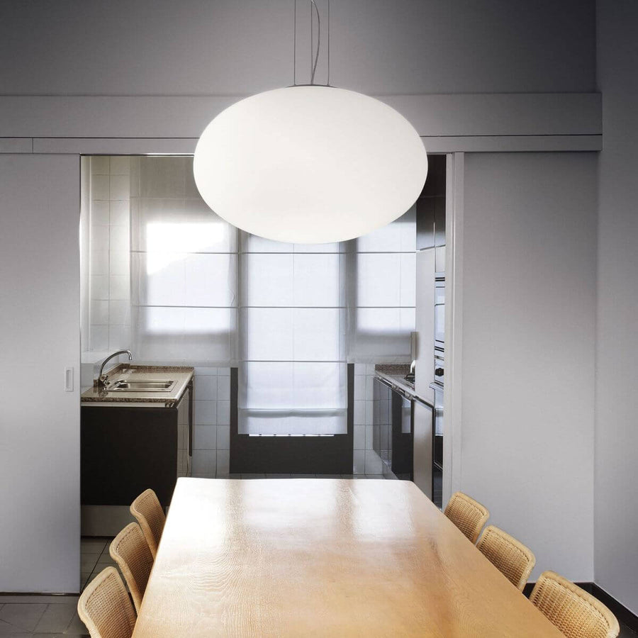 Suspension Candy blanche, verre, Ø 40 cm