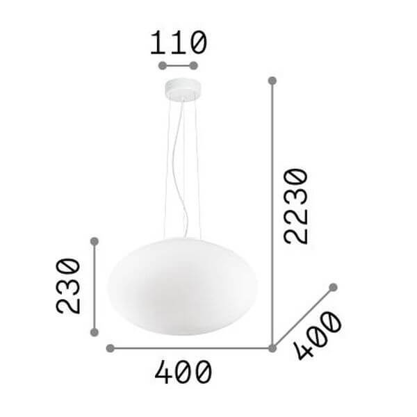 Suspension Candy blanche, verre, Ø 40 cm