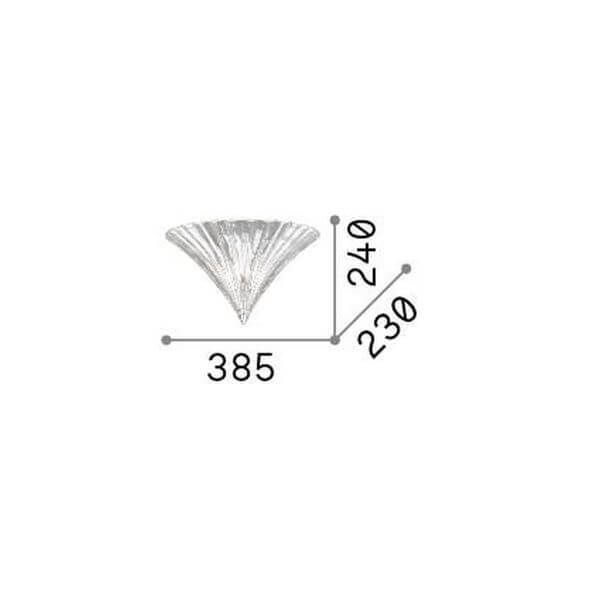 Schéma de dimensions cotées, largeur 385 mm, hauteur 240 mm et profondeur 230 mm