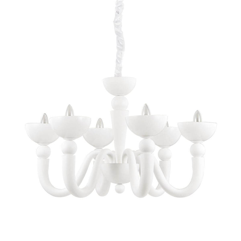 Suspension BON BON 6 lumières blanche, verre