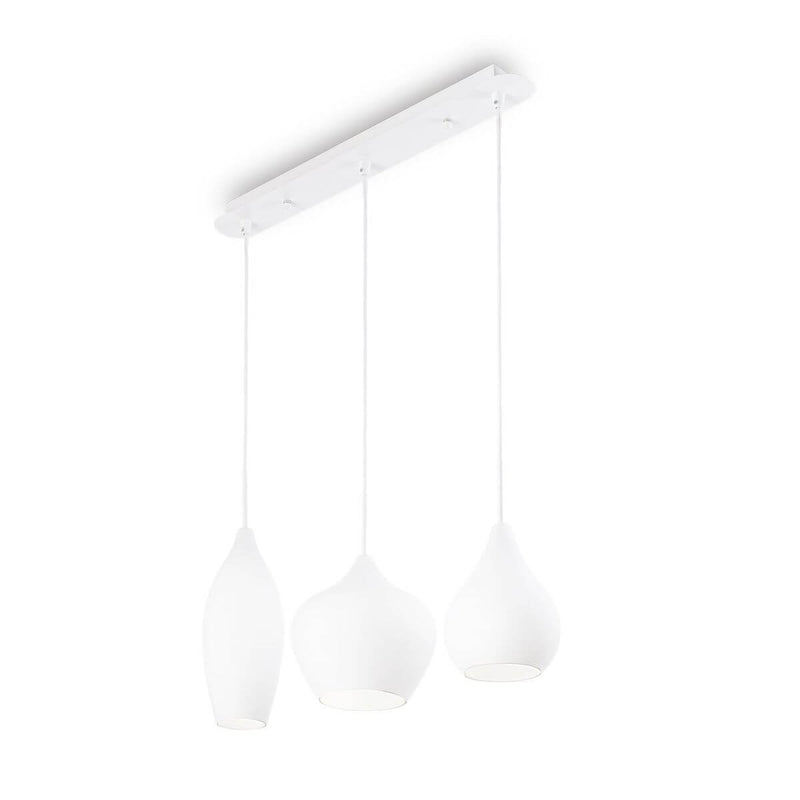 Suspension Soft 3 lumières blanche, verre