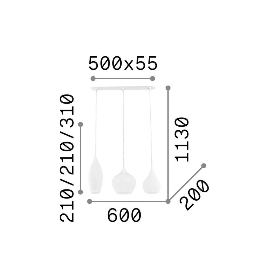 Suspension Soft 3 lumières blanche, verre