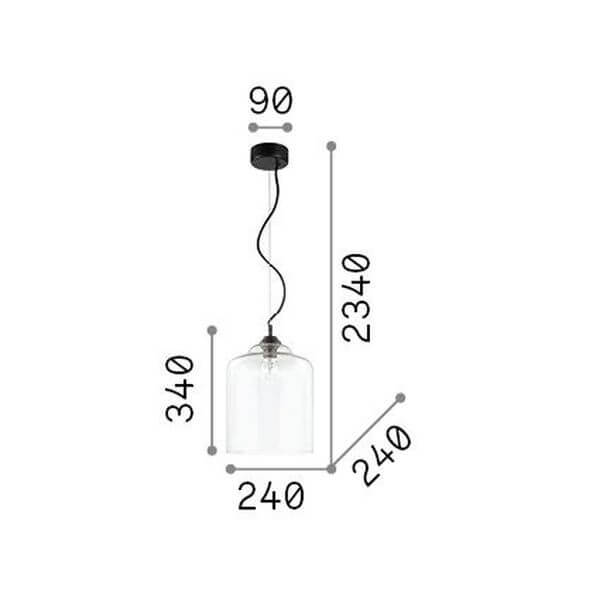 Suspension Bistro fumée, verre, H 34 cm