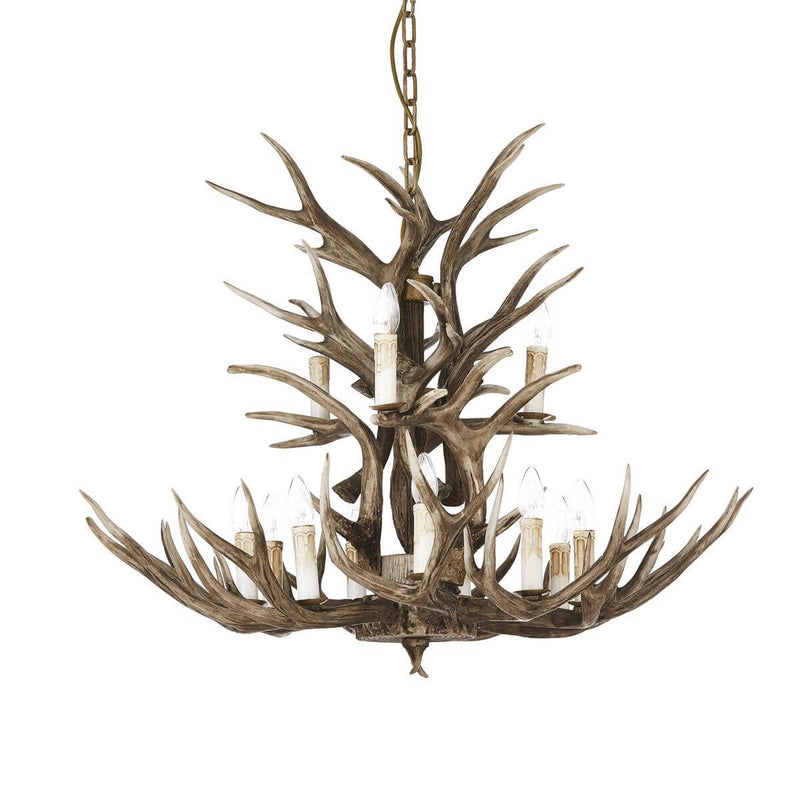 Suspension Chalet 12 lumières beige