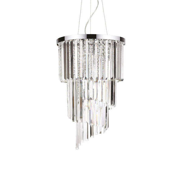 Suspension Carlton 8 lumières chromée, cristal