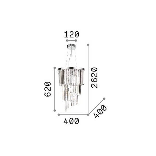 Suspension Carlton 8 lumières chromée, cristal
