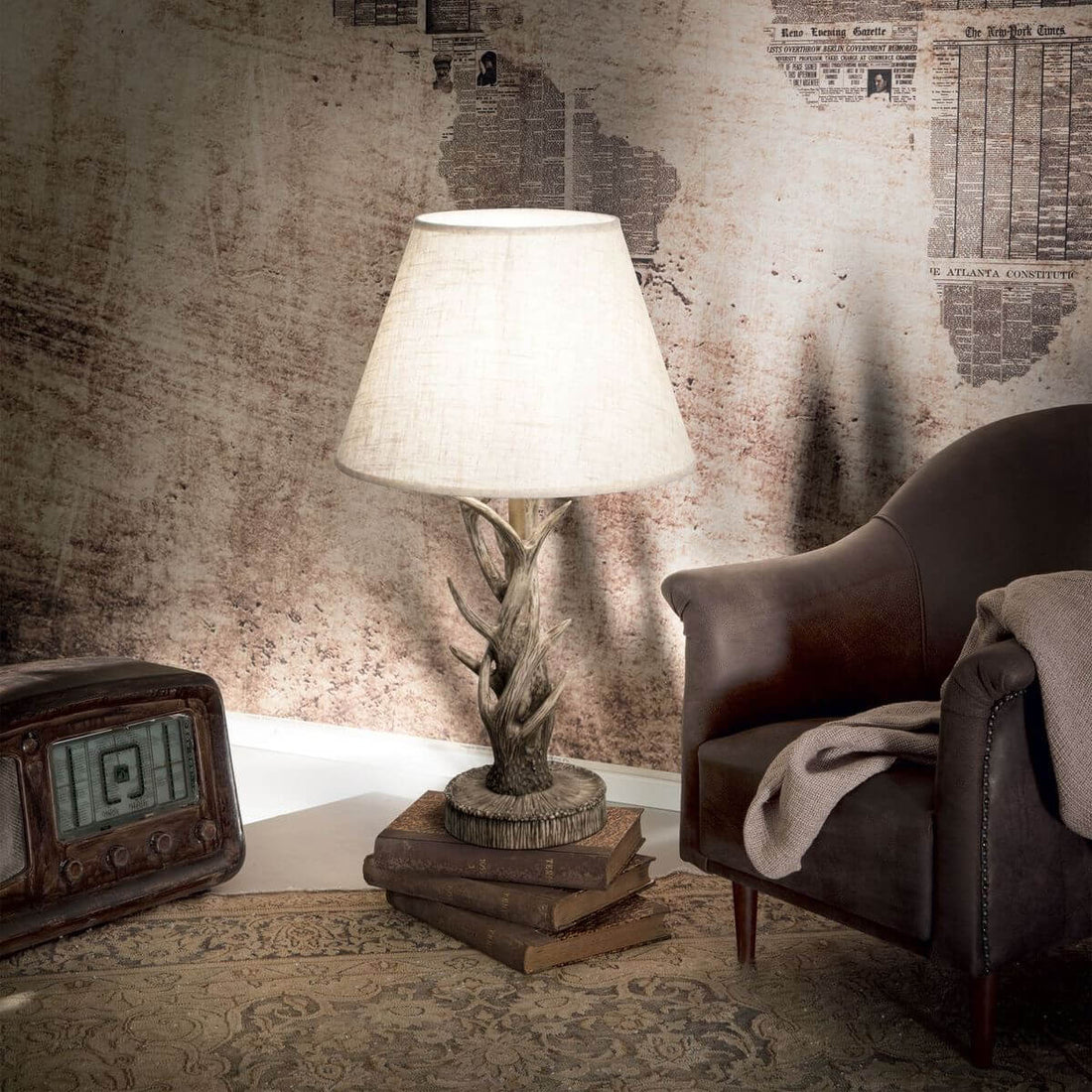 Lampe à poser Chalet beige, tissu