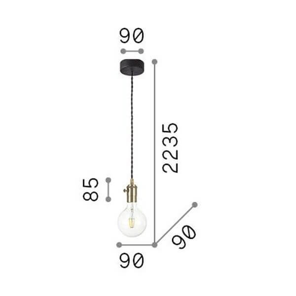 Schéma coté : rosace 90 mm, hauteur totale 2235 mm, douille 85 mm, diamètre 90 mm.