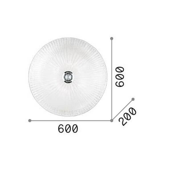 Schéma de dimensions du plafonnier, diamètre 600 et hauteur 200