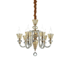 Suspension Strauss 6 lumières dorée, verre